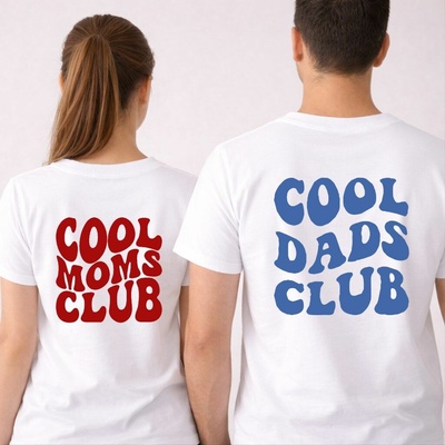 Trička s potiskem COOL CLUB, pro pár Barva: Bílá, Velikosti: On M Ona XXL, Varianta potisku: Na zádech