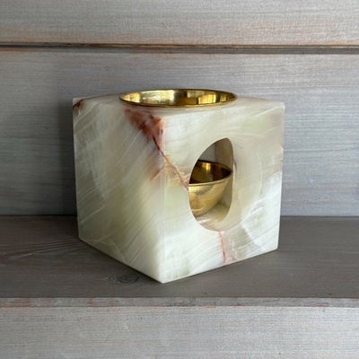 Aromalampa z aragonitu - Jarní louka Rozměr 10*10 cm, konkrétní kus z fotek, jedinečný originál