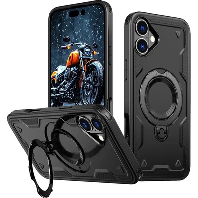 HQWear Hybrid Armor Trendy Case с MagSafe за iPhone 16 - черен (Hybrid Armor Trendy color matching MagSafe iPhone 16 black)
