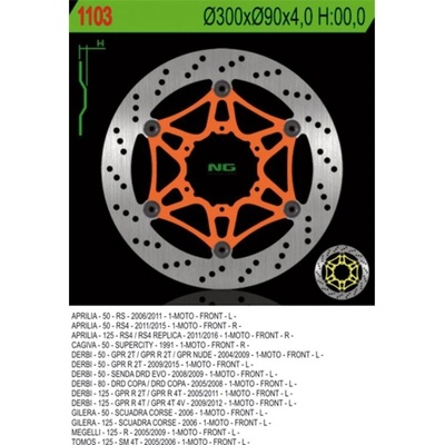 Predný brzdový kotúč NG Derbi 50 GPR / GPR R / GPR NUDE 2004 - 2009