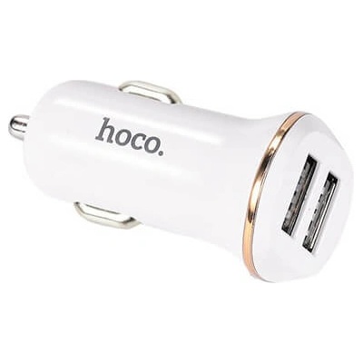 Зарядно за кола с 2xUSB изходa (4.2A) и Lightning кабел за iPhone, iPad и iPod с Lightning порт - Hoco Dual USB Car Charger 4.8A & Lightning Cable Z1 (бял) (Z1)