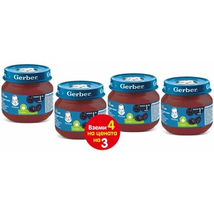 Nestle Плодово пюре Nestle Gerber - Слива, 3+1 подарък х 80 g (4x12500852) - baby