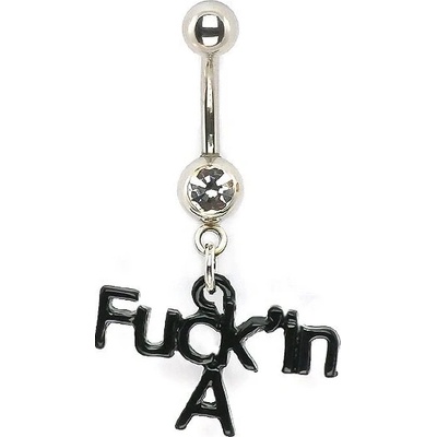 Šperky eshop piercing do pupíku zirkon a nápis fuckin A F10.10 čirá C