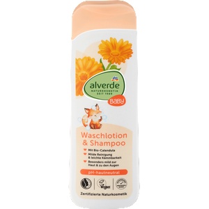 alverde BABY Шампоан за коса и тяло с био невен за бебета, 250 ml (1555054)