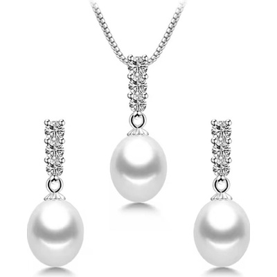 Grace Silver Jewellery Stříbrná souprava šperků Damaris SET2087 Stříbrná Bílá