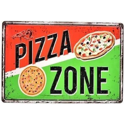 Ceduľa Pizza Zone Vintage style 30cm x 20cm Plechová tabuľa