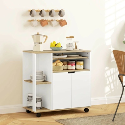 Homcom kuchyňský servírovací vozík 80 x 40 x 82 cm bílý – Sleviste.cz