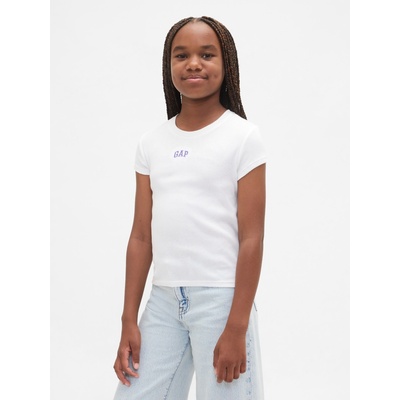 GAP Детска ребрована тениска с лого GAP GAP | Byal | Момичешки | XS