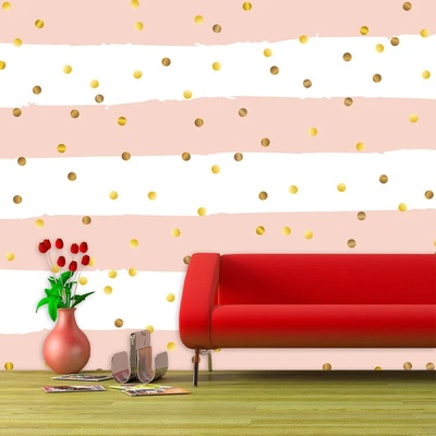 Sablio Tapeta Pruhy a zlaté bodky, rozmery 336x220 cm