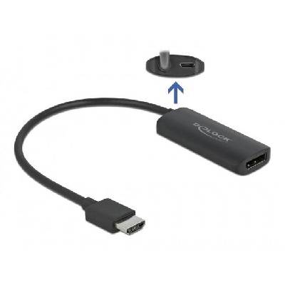 Адаптер Delock 63206, HDMI-A мъжко - DisplayPort женско, 4K 60 Hz, Черен (63206)