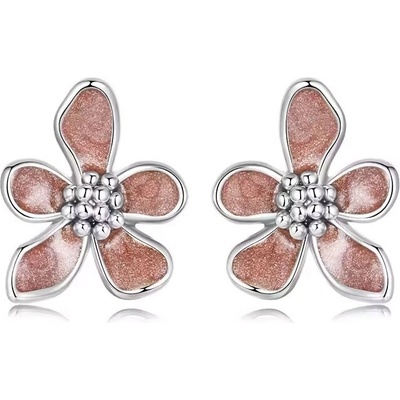 GRACE Silver Jewellery Stříbrné květinové náušnice Helen stříbro 925/1000 E-BSE1236/329 Hnědá