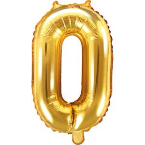 PartyDeco Балон от фолио Mini - число 0 златен 35см