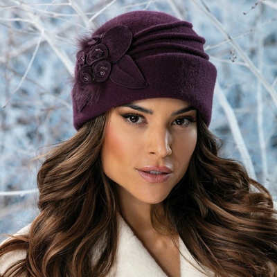 Krumlovanka dámská zimní čepice Woolmark fialová W-0153/2040