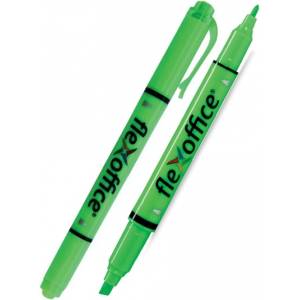 FlexOffice Маркер FlexOffice FO-HL01 зелен, 1.0 - 3.0 mm, двулицев с остър връх и хайлайтър