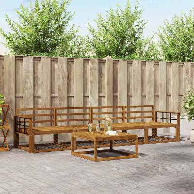 vidaXL Комплект дивани за открито 5 pcs Естествен (3367167)