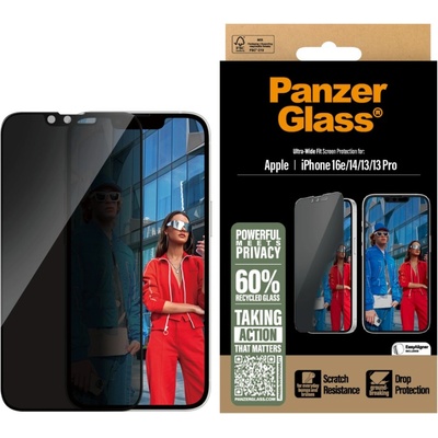 Panzer Стъклен протектор PanzerGlass за Apple Iphone 16E, 14, 13, 13 Pro, UWF, Privacy