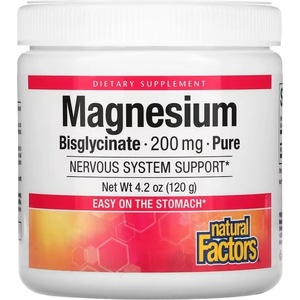 Natural Factors Magnesium Bisglycinate Pure, 200 mg, 120 g, Natural Factors