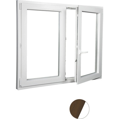 Aluplast Dvoukřídlé okno, 1300 x 1500 mm Ořech/bílá pravé Dvojsklo Ug=1,1