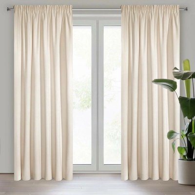 EUROFIRANY ZATEMŇOVACÍ ZÁVĚS NA PÁSCE VILLA 140X270 CM SVĚTLEBÉŽOVÁ