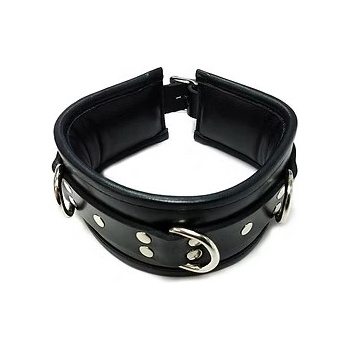 ostatní ROUGE Leather 3 D-Ring Padded Collar Black