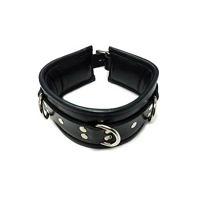 ostatní ROUGE Leather 3 D-Ring Padded Collar Black