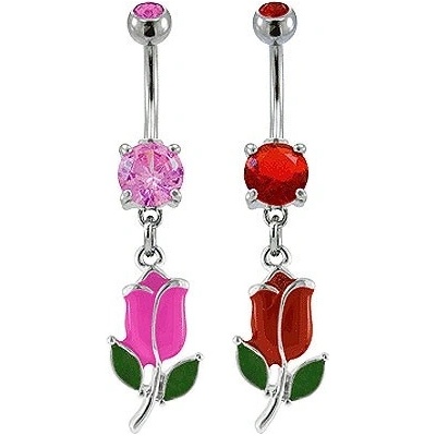 Šperky eshop piercing do pupíku barevný tulipán E18.3 růžová P