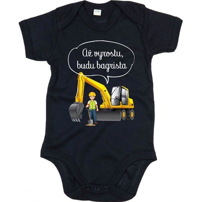 Fajntričko Kids Dětské body Až vyrostu budu bagrista černá