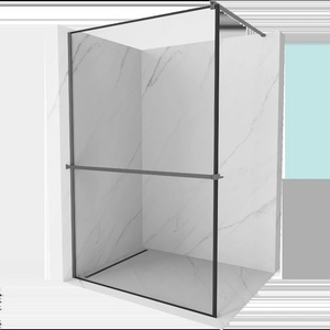 Mexen Kioto+ душ-преграда с рафт Walk-in 130 x 200 см, черна рамка, gun metal - 800-130-121-95-70 (800-130-121-95-70)