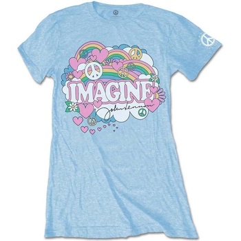 Image 1 of John Lennon Rainbows, Love & Peace Light Blue M Дамски Риза (JLTS02LBL02)