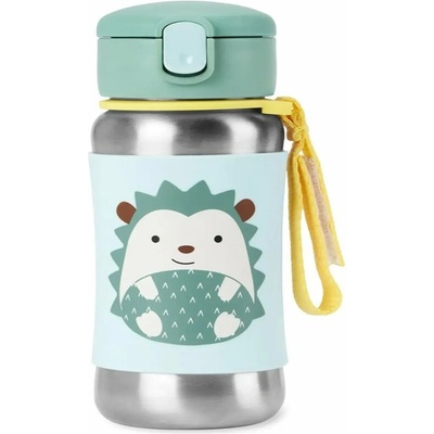 Skip Hop Spark Style Straw Bottle fľaša na vodu z nehrdzavejúcej ocele s rúrkou Hedgehog 12 m+ 350 ml