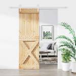 vidaXL Преплъзваща се врата 70 x 210 cm Естествено и бяло (3445188)