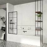 Radaway Параван за вана Radaway Modo New PNJ II Factory, матово-прозрачен, черен, 60x150 см, стъкло 8 мм (10006060-54-55)