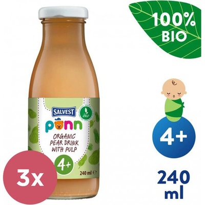 SALVEST Põnn BIO Šťava hrušková s dužinou 3 x 240 ml