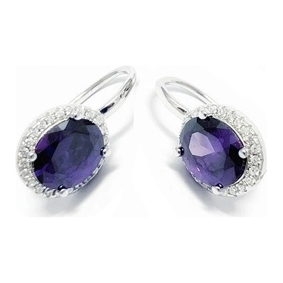 Zlatnictví U Kostela dámské náušnice s fialovým kamenem 325f