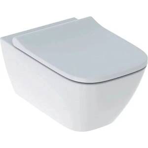 Geberit Комплект тоалетна чиния Geberit Smyle Square за окачване на стена и тънък капак с плавно затваряне (500.683.00.2)