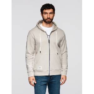 Ombre Clothing Мъжко памучно суитшърт BASIC с качулка - светло бежово V1 OM-SSBZ-0272 Ombre Clothing Ombre Clothing | Siv | МЪЖЕ | S