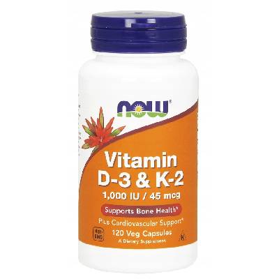 Doplnok výživy Now Foods Vitamín D3 & K2 kapsule 120 ks