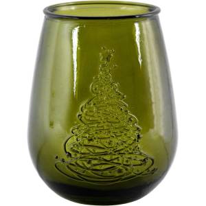 Ego Dekor Ваза от зелено стъкло с коледен мотив, височина 13 cm Arbol de Navidad - Ego Dekor (ZSM-2382DB615)
