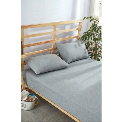 Mila Home Sivá napínacia Bavlna plachta a obliečka na vankúš v súprave 180x200
