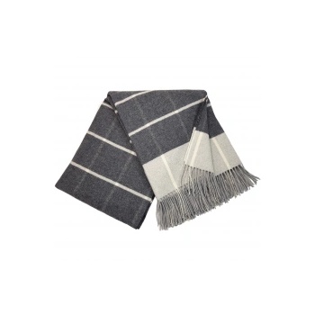 Interblanket Кашмирено Одеяло - Кариран Десен - Тъмносиво И Светлосиво С Ресни - 140x200 См