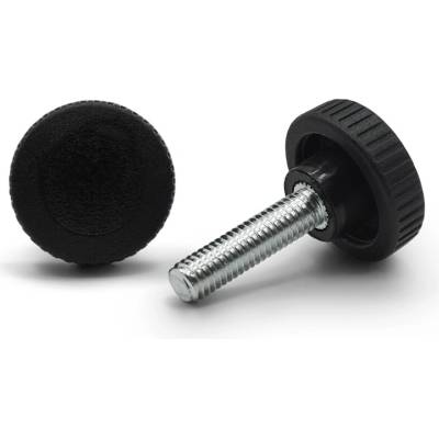 Skrutka kovová s plastovou hlavou, vrúbkovaná / 105-034 / 30 / M6 x 15 mm (čierna)