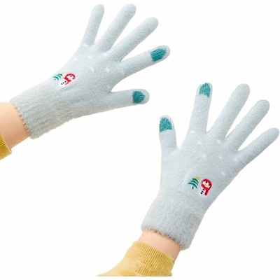Плетени зимни ръкавици за тъч екрани - HR Women Braided Gloves (син)