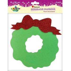 TITANUM Foam wreath with bow 19x20cm green 4pcs