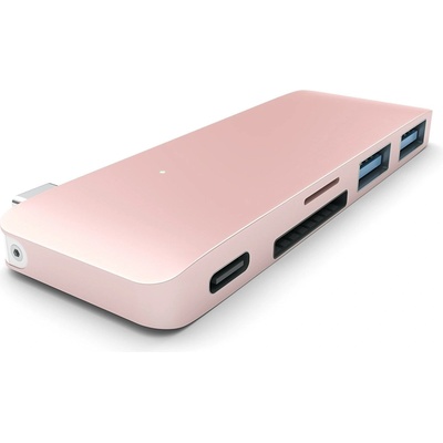 Мултифункционален хъб за свързване на допълнителна периферия за компютри с USB-C - Satechi USB-C Pass Through USB Hub (розово злато) (ST-TCUPR, 240585)