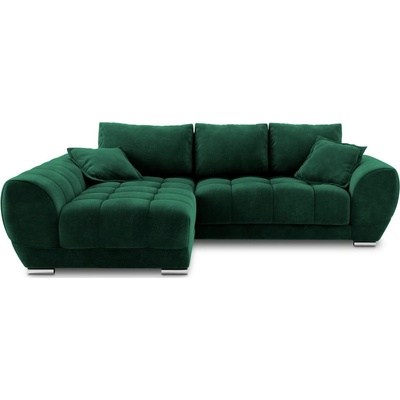 Windsor & Co Sofas so zamatovým poťahom Nuage ľavý roh tmavo zelená