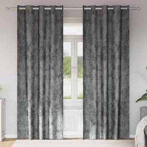 Pure Line Home Кадифени завеси в цвят тъмносив с метални халки, 2 бр. , 140 x 225 см
