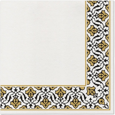 PAW Obrúsky Airlaid Floral Frame gold-black 40x40cm
