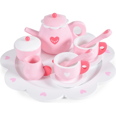 Moni Toys Дървена играчка Moni Toys - Чаен сервиз, сърчица (109188)