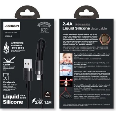 Joyroom S-1224N21.2M-BLK Silicone Lightning Data, 1,2m, černý