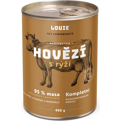 Louie Dog Hovädzie a bravčové s ryžou 400 g